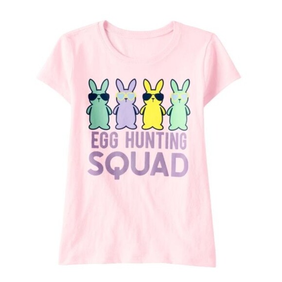 Girl's XL 14 t-shirt Egg Hunting Squad Easter Short Sleeve Crew Neck - Picture 1 of 1